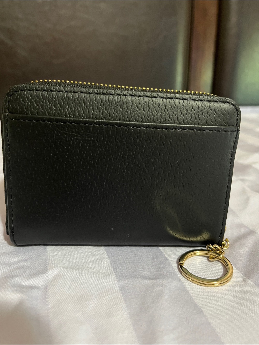 kate spade Black Leather Zip Card Holder with Gold Key Ring - Picture 4 of 6